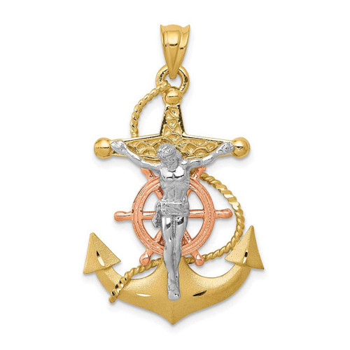 Image of 14K Yellow, White & Rose Gold Mariners Cross Pendant D10