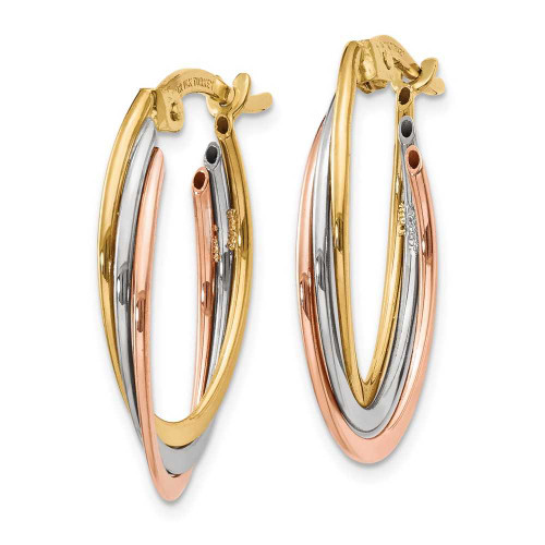 Image of 22mm 14k Yellow, White & Rose Gold Polished Oval Hoop Earrings