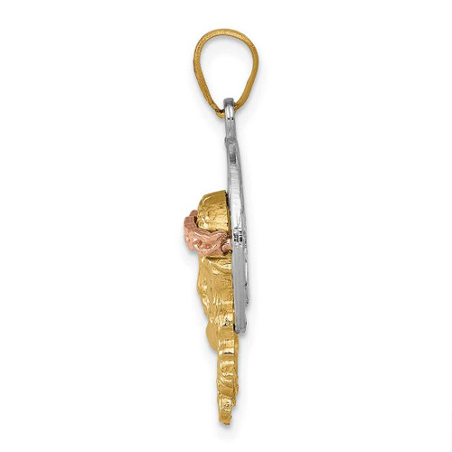 Image of 14K Yellow, White & Rose Gold Shiny-Cut Christ Pendant D3702