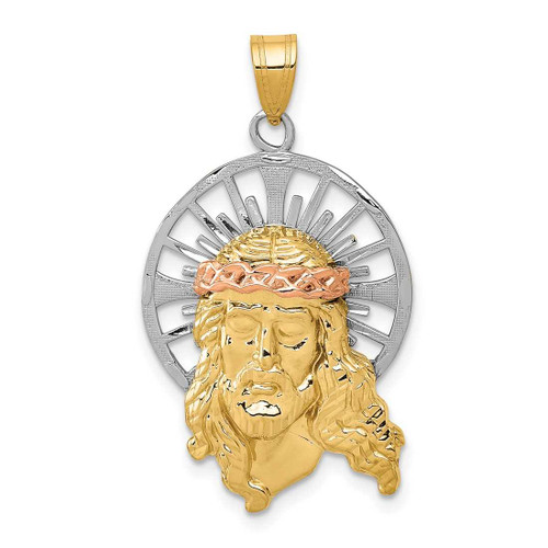 Image of 14K Yellow, White & Rose Gold Shiny-Cut Christ Pendant D3703