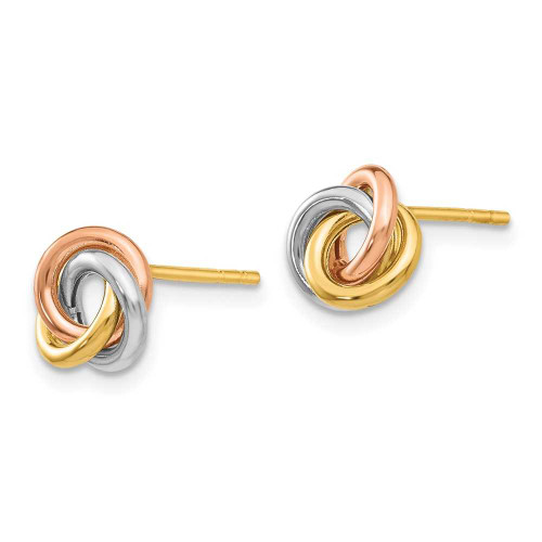 Image of 8mm 14k Yellow, White & Rose Gold Twisted Love Knot Stud Post Earrings