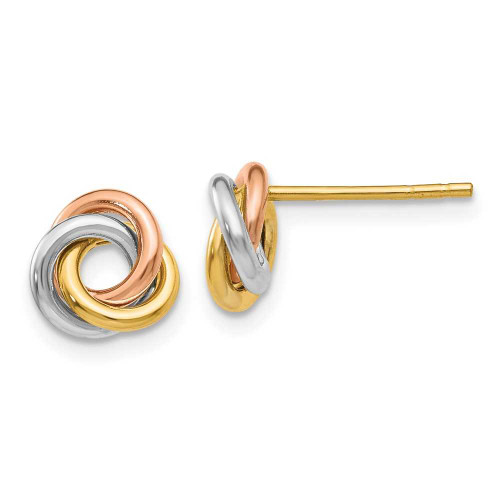 Image of 8mm 14k Yellow, White & Rose Gold Twisted Love Knot Stud Post Earrings