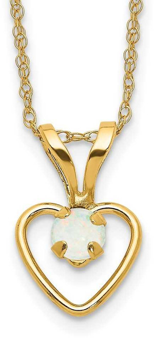 Image of 15" 14K Yellow Gold Madi K 3mm Opal Heart Necklace