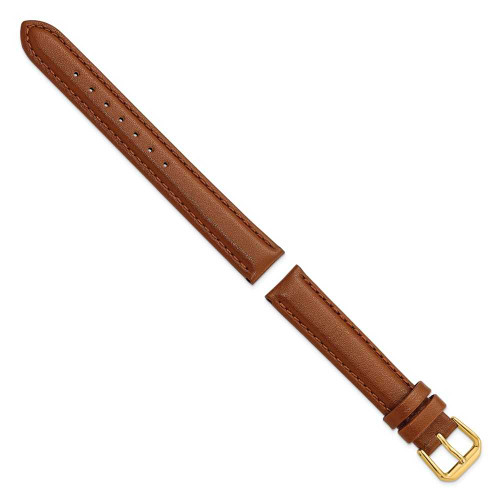 Image of 15mm 7.5" Havana Smooth Leather Gold-tone Buckle Watch Band