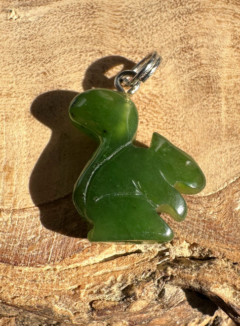 15mm Natural Untreated Nephrite Jade Squirrel Charm