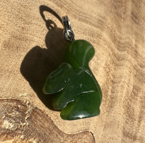 15mm Natural Untreated Nephrite Jade Squirrel Charm