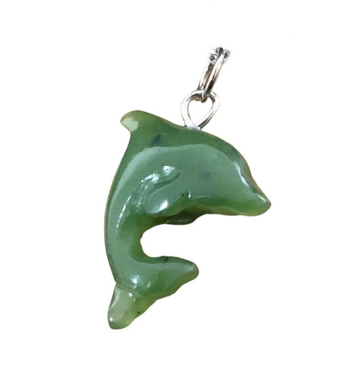 Image of 15mm Genuine Nephrite Jade Dolphin Charm (UJKK-0353)
