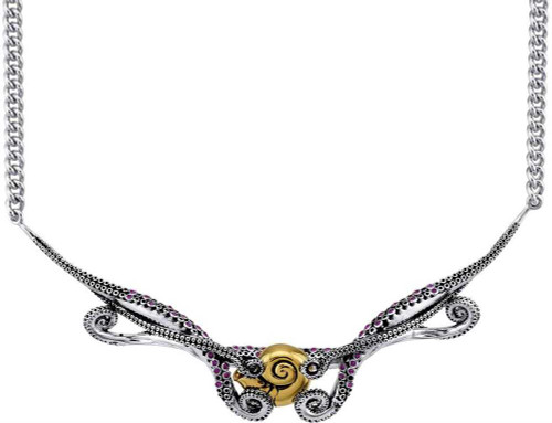 Image of 16" + 2" Rocklove Disney Two-Tone Sterling Silver The Little Mermaid Tentacle Collar Necklace