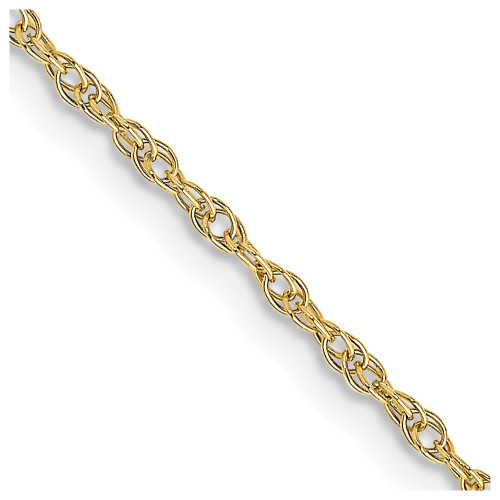 16" 10K Yellow Gold 1.35mm Carded Cable Rope Chain Necklace