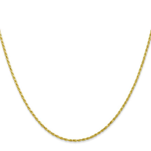 Image of 16" 10K Yellow Gold 1.3mm Diamond-cut Machine Made Rope Chain Necklace