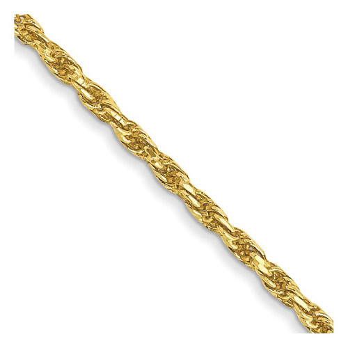 Image of 16" 10K Yellow Gold 1.3mm Diamond-cut Machine Made Rope Chain Necklace