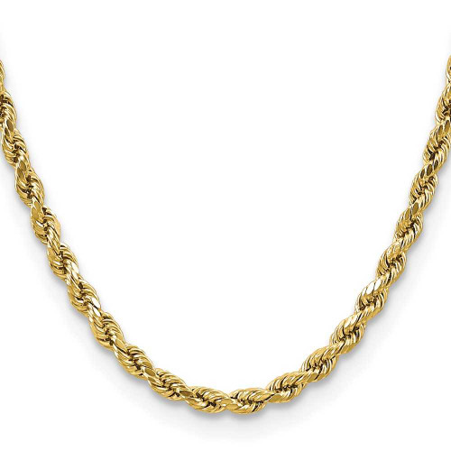 Image of 16" 10K Yellow Gold 4.9mm Semi-solid Diamond-cut Rope Chain Necklace