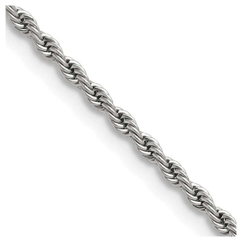 Image of 16" Stainless Steel Polished 2.4mm Rope Chain Necklace