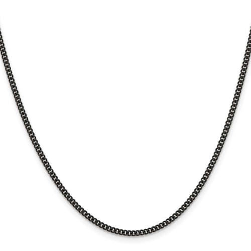 Image of 16" Stainless Steel Polished Black IP-plated 2.25mm Round Curb Chain Necklace