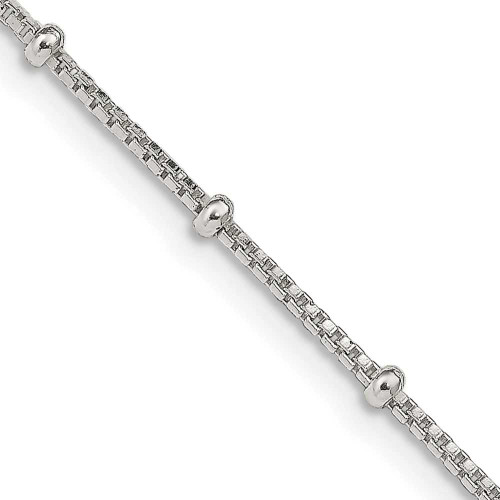 Image of 16" Sterling Silver 1.25mm Fancy Beaded Box Chain Necklace