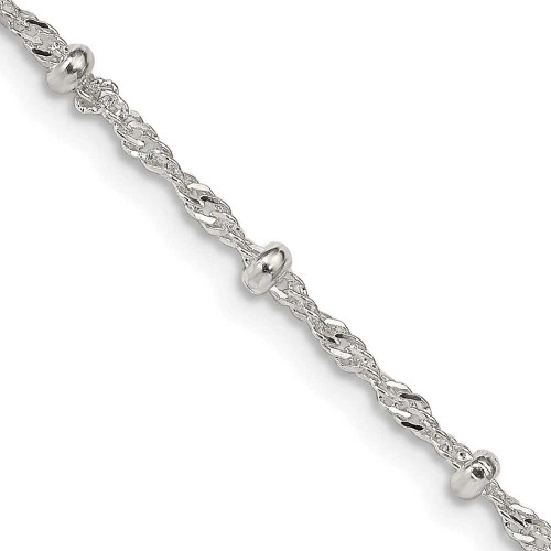 Image of 16" Sterling Silver 2.5mm Singapore w/ Beads Chain Necklace