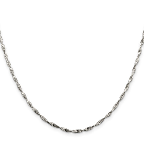 16" Sterling Silver 2mm Twisted Herringbone Chain Necklace