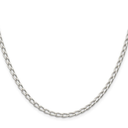 16" Sterling Silver 3.2mm Open Elongated Link Chain Necklace