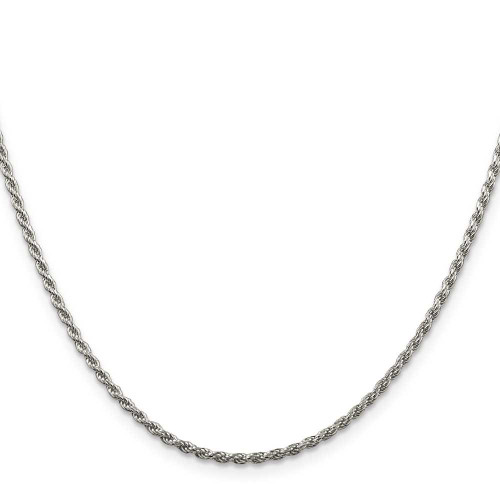 Image of 16" Sterling Silver Rhodium-plated 1.85mm Diamond-cut Rope Chain Necklace