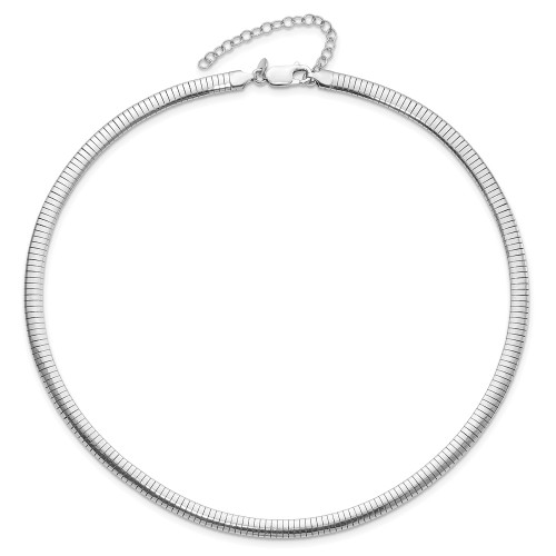 16" Sterling Silver Rhodium-plated 5.2mm w/2in. Ext Cubetto Omega Chain Necklace