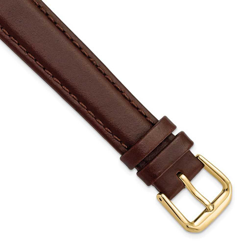 Image of 16mm 7.5" Brown Italian Leather Gold-tone Buckle Watch Band