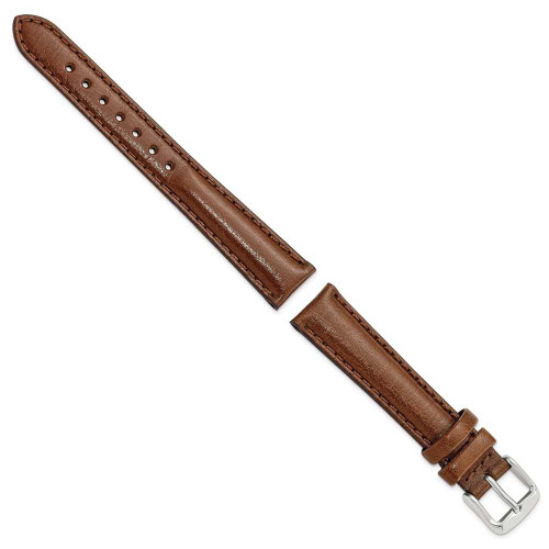 Image of 16mm 7.5" Havana Leather Chrono Silver-tone Buckle Watch Band