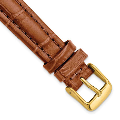 Image of 16mm 7.5" Havana Matte Alligator Style Grain Leather Gold-tone Buckle Watch Band