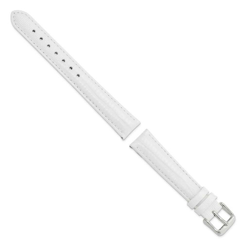 Image of 16mm 7.5" White Teju Lizard Style Grain Leather Silver-tone Buckle Watch Band