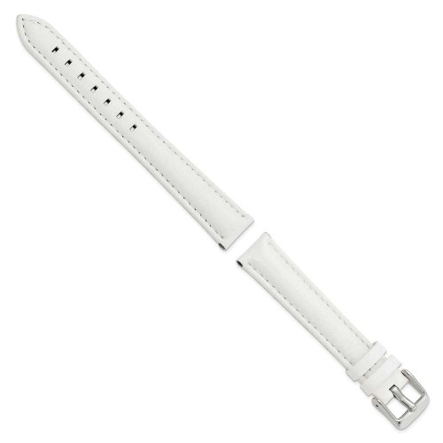 Image of 16mm 7.75" White Glove Leather Silver-tone Buckle Watch Band