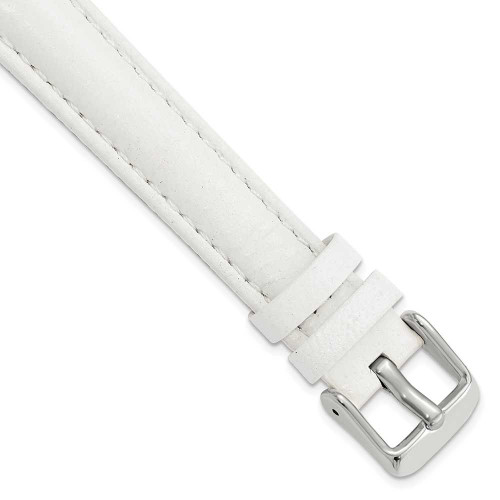 Image of 16mm 7.75" White Glove Leather Silver-tone Buckle Watch Band