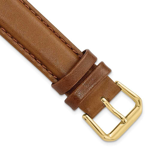 Image of 17mm 7.5" Havana Smooth Leather Gold-tone Buckle Watch Band