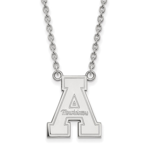 18 inch 10K White Gold Appalachian State University Large Pendant w/ Necklace by LogoArt
