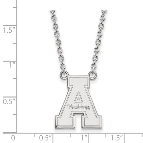 18 inch 10K White Gold Appalachian State University Large Pendant w/ Necklace by LogoArt