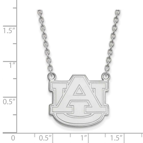 Image of 18" 10K White Gold Auburn University Large Pendant w/ Necklace by LogoArt 1W016AU-18