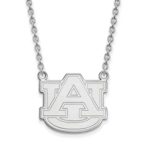 Image of 18" 10K White Gold Auburn University Large Pendant w/ Necklace by LogoArt 1W016AU-18