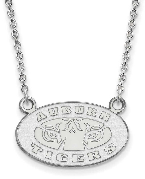 Image of 18" 10K White Gold Auburn University Small Pendant w/ Necklace by LogoArt 1W054AU-18