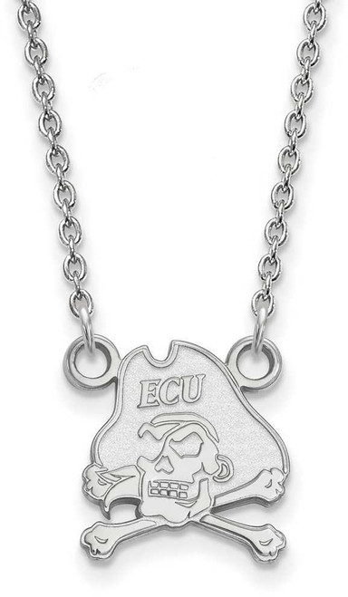 Image of 18" 10K White Gold East Carolina University Sm Pendant Necklace LogoArt 1W011ECU-18
