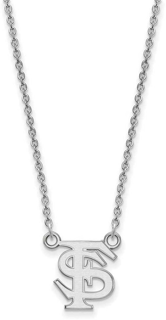 Image of 18" 10K White Gold Florida State University Sm Pendant Necklace LogoArt 1W015FSU-18