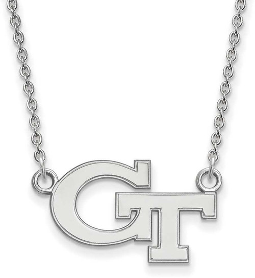 Image of 18" 10K White Gold Georgia Institute of Technology Pendant Necklace LogoArt 1W009