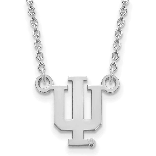 Image of 18" 10K White Gold Indiana University Small Pendant w/ Necklace LogoArt (1W015IU-18)
