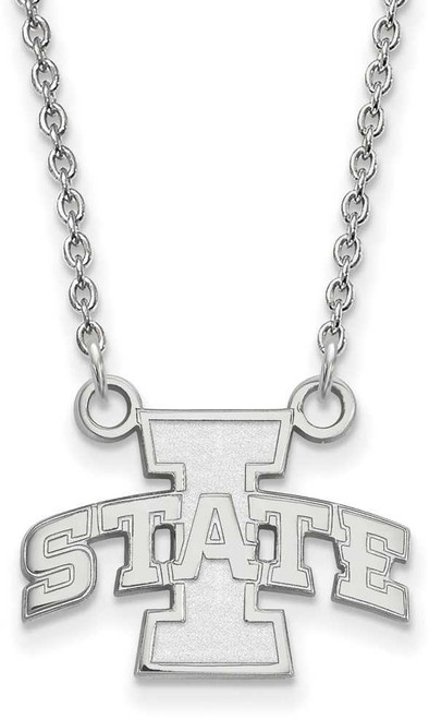 Image of 18" 10K White Gold Iowa State University Small Pendant w/ Necklace by LogoArt