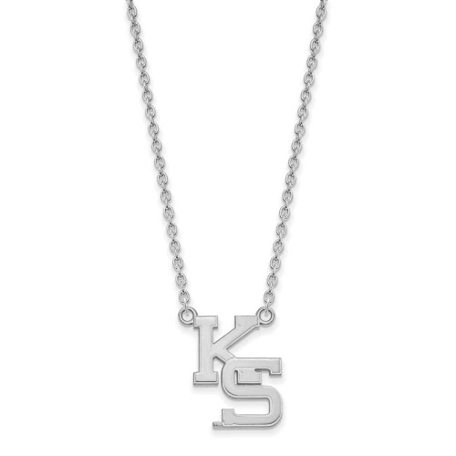 Image of 18" 10K White Gold Kansas State University Lg Pendant Necklace LogoArt 1W057KSU-18