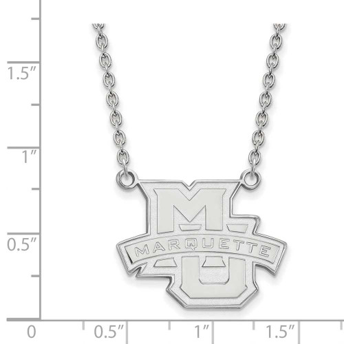 Image of 18" 10K White Gold Marquette University Large Pendant w/ Necklace by LogoArt