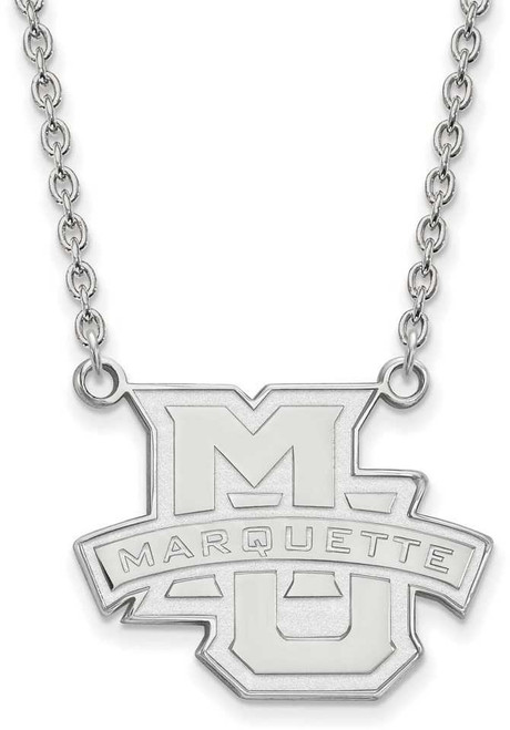 Image of 18" 10K White Gold Marquette University Large Pendant w/ Necklace by LogoArt