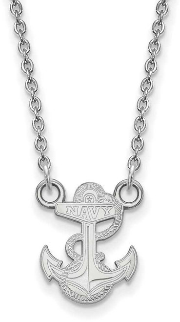 Image of 18" 10K White Gold Navy Small Pendant w/ Necklace by LogoArt