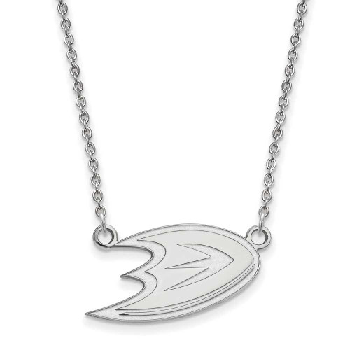 Image of 18" 10K White Gold NHL Anaheim Ducks Small Pendant w/ Necklace by LogoArt