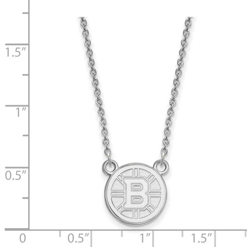 Image of 18" 10K White Gold NHL Boston Bruins Small Pendant w/ Necklace LogoArt (1W015BRI-18)