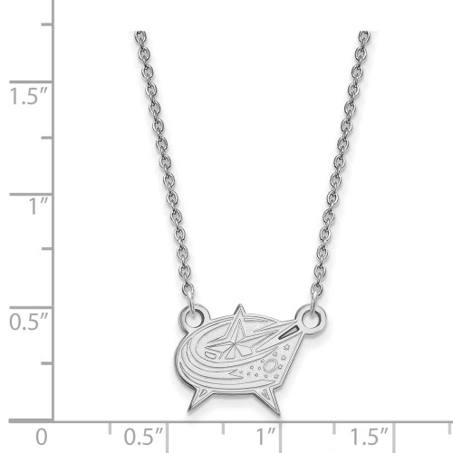 Image of 18" 10K White Gold NHL Columbus Blue Jackets Small Pendant w/ Necklace by LogoArt