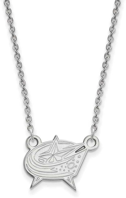 Image of 18" 10K White Gold NHL Columbus Blue Jackets Small Pendant w/ Necklace by LogoArt