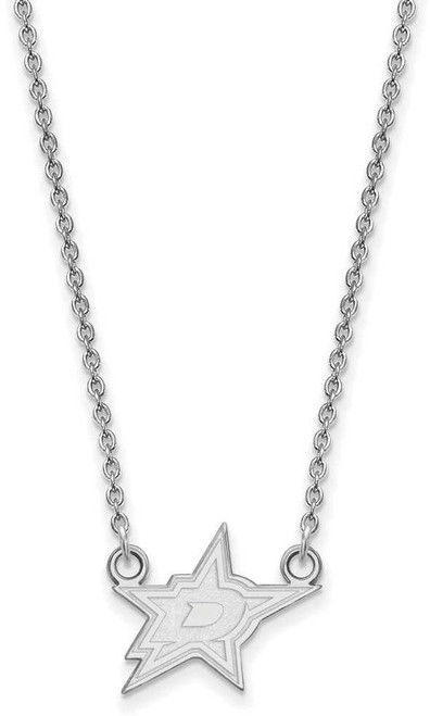 Image of 18" 10K White Gold NHL Dallas Stars Small Pendant w/ Necklace by LogoArt